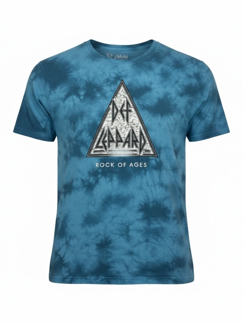 Def Leppard Rock of Ages Blue Tie Dye Graphic Tee Shirt Cotton Blend size XXL